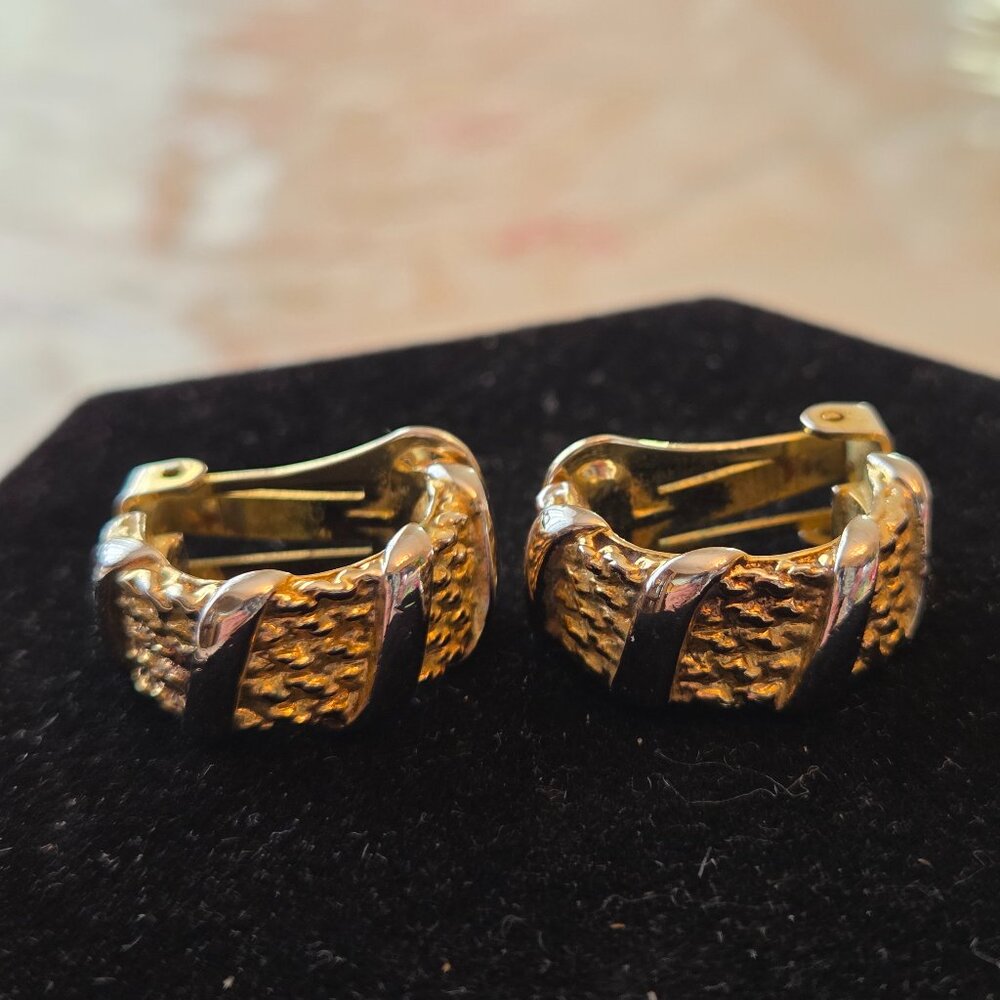 Vintage Gold Tone Rope Style Earrings